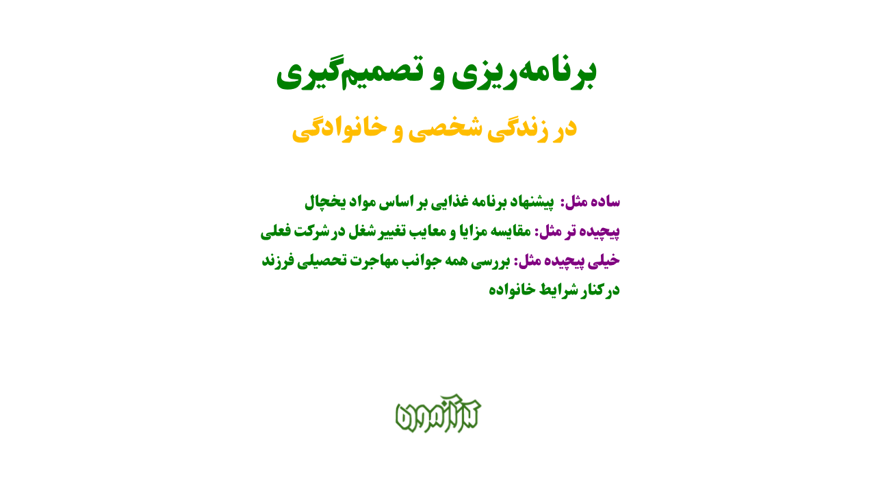 برنامهریزی و تصمیمگیری در زندگی شخصی و خانوادگی